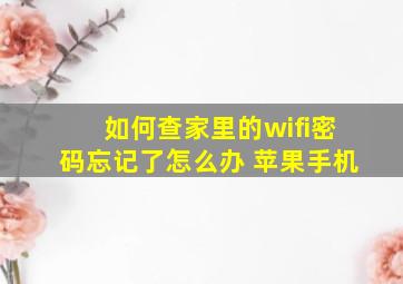 如何查家里的wifi密码忘记了怎么办 苹果手机